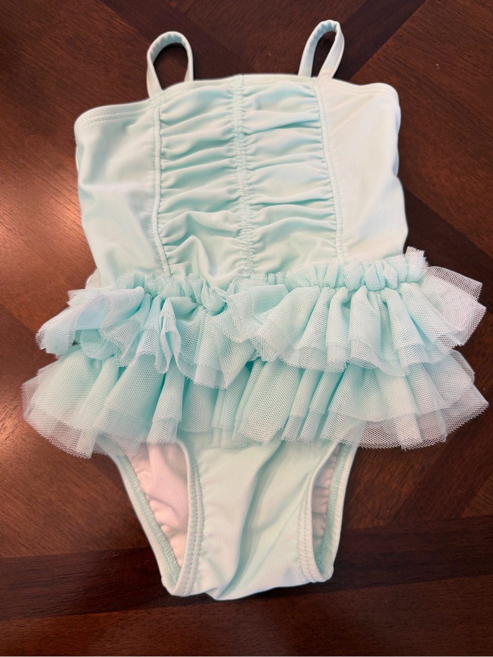 Old Navy Girls Mint Green Ruffled Tulle One-Piece Swimsuit